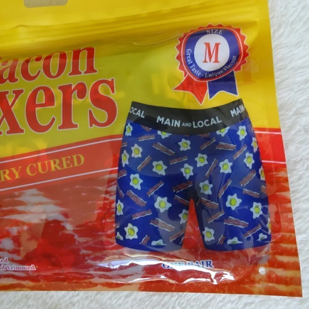 Bacon Theme Men's Boxer Briefs Size M Funny Underwear Gift Size 32 - 34